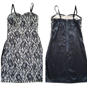 TCEC Black Lace Overlay Bodycon Dress Sz S